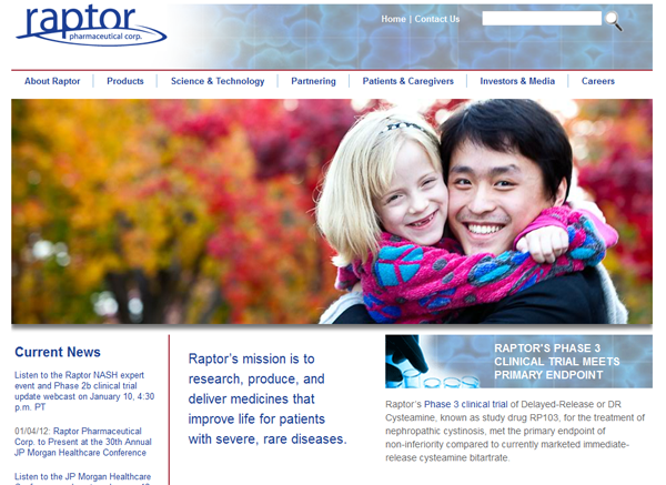 Raptor Pharma Website Redesign